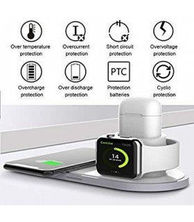 Earldom ET-WC9 Fast Charging 10W 3 In 1 Wireless Charger For Phone, Apple Watch & Airpods, White